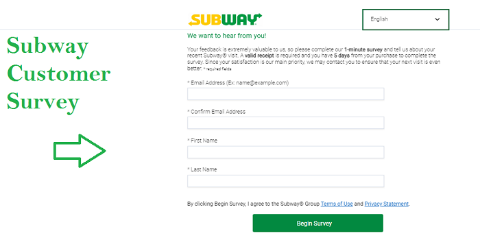 Subway Customer Survey - www.tellsubway.com