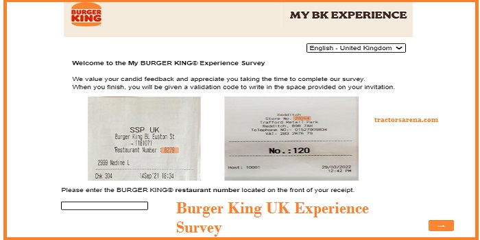 Burger King UK Experience Survey