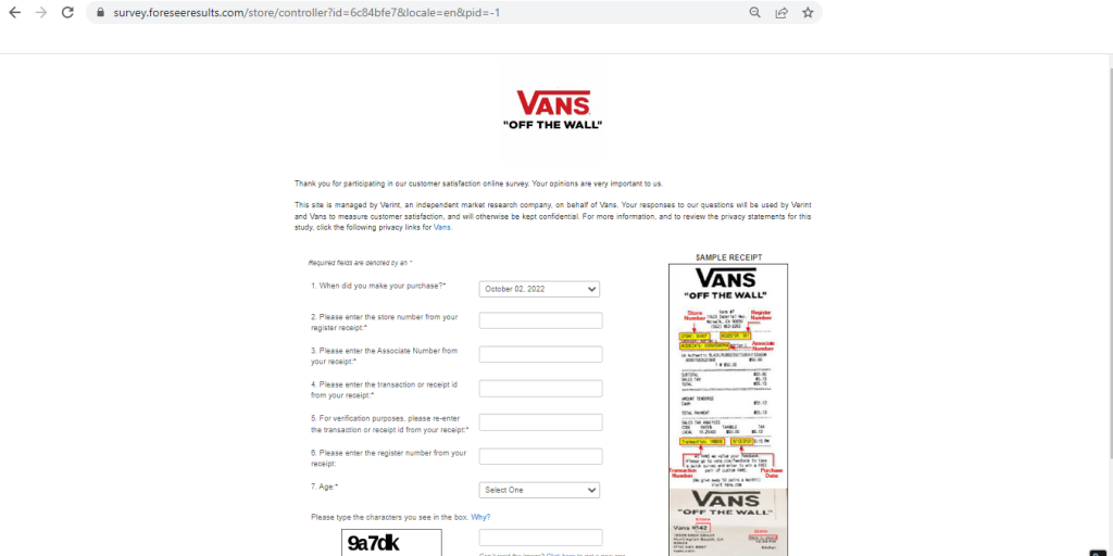 Vans Customer Satisfaction Survey