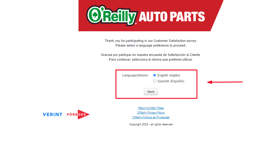 O'Reilly Auto Parts Customer Satisfaction Survey