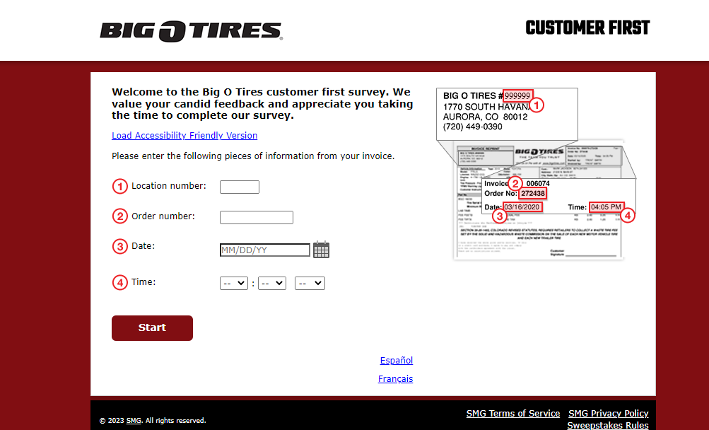 Big O Tires Customer First Survey 