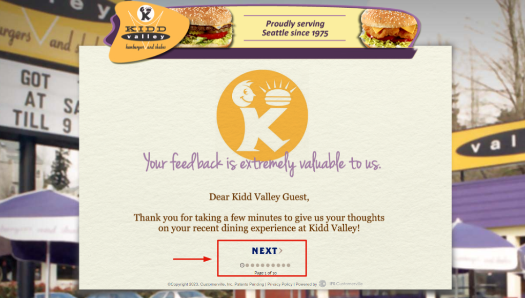 Kidd Valley Guest Survey Guidance