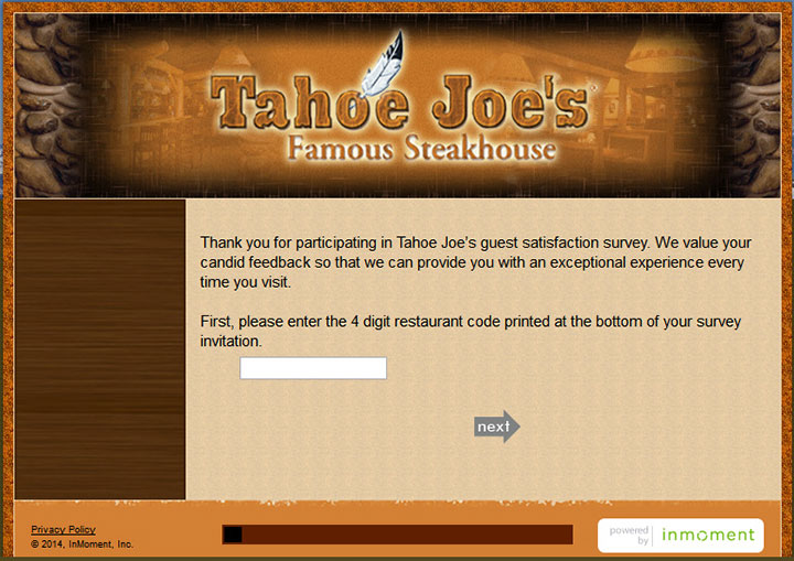 Tahoe Joe’s Guest Satisfaction Survey 